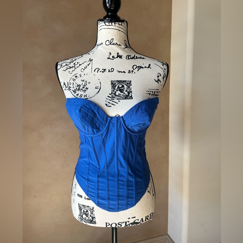 PrettyLittleThing Blue Corset Top
